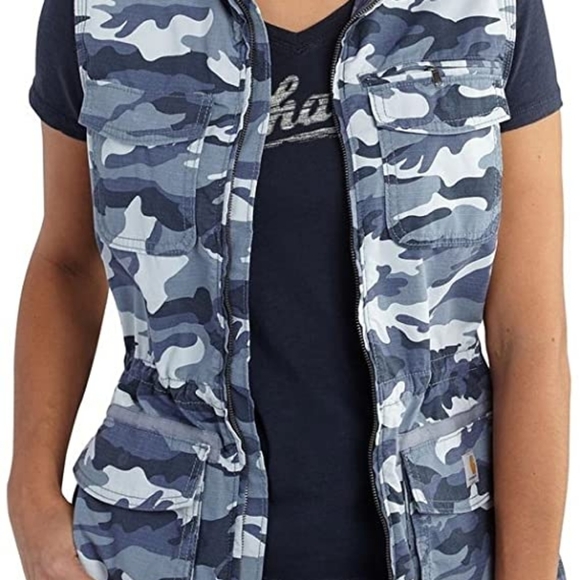 Carhartt Jackets & Blazers - Women's carhartt blue camouflage vest